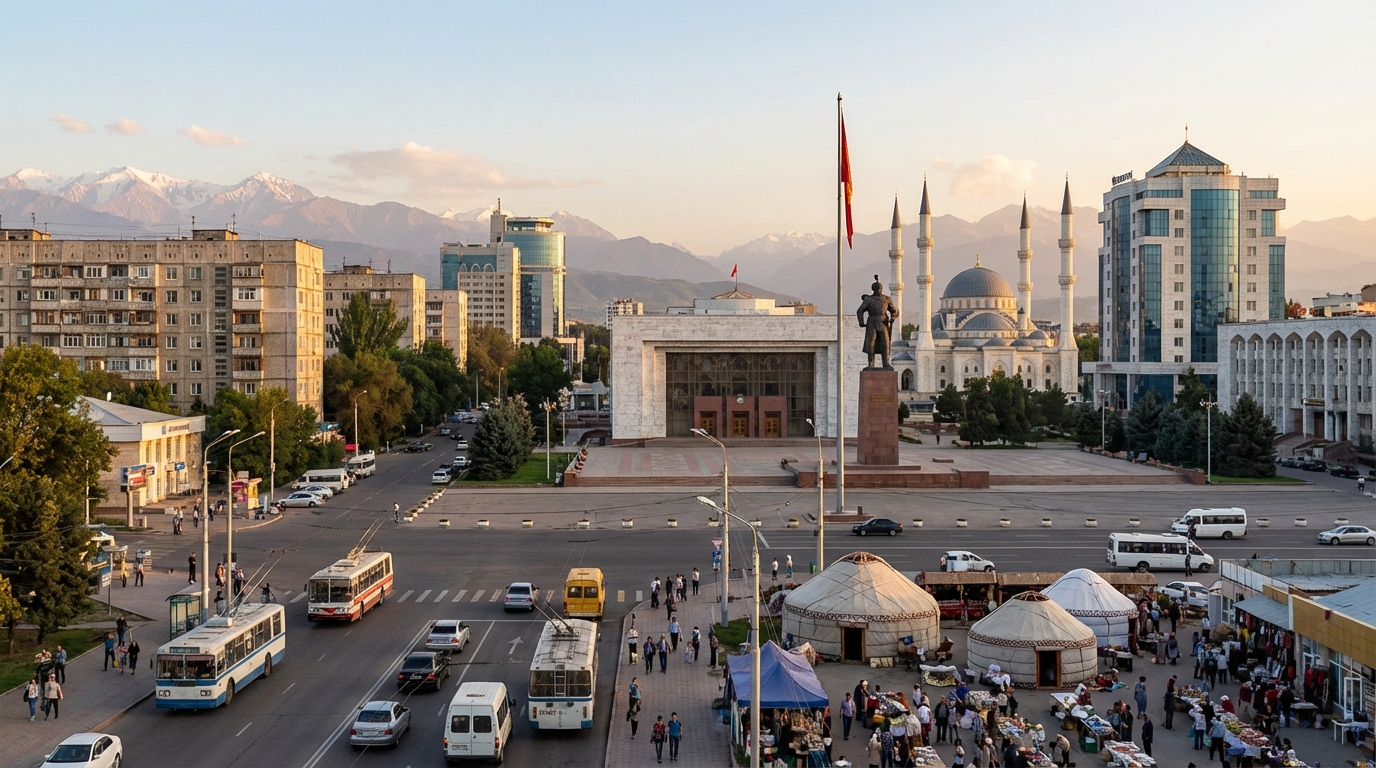 Scenic view of Bishkek, Kyrgyzstan